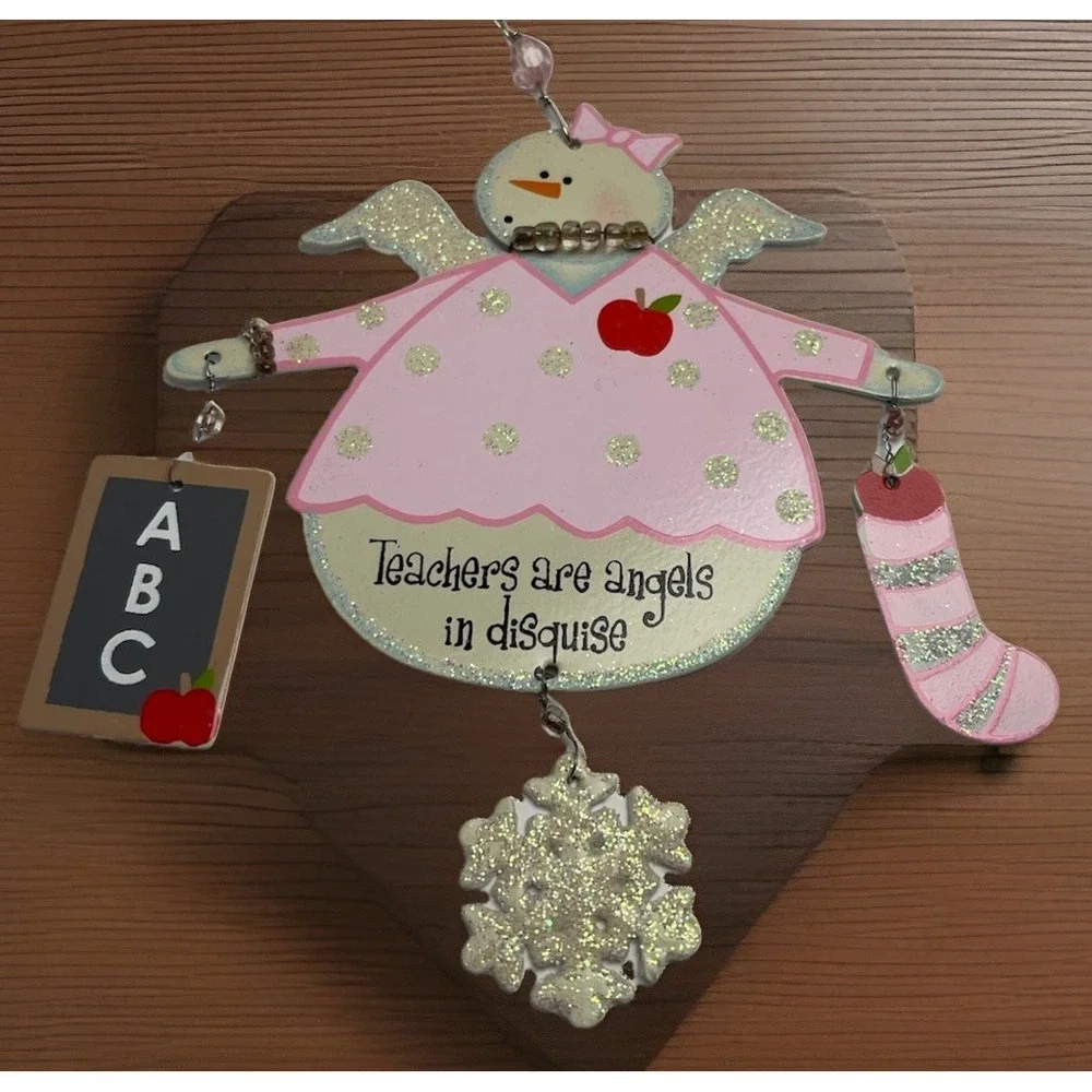 Teachers are Angels In Disguise Ornament Metal Christmas‎ Teacher Gift Folk Art